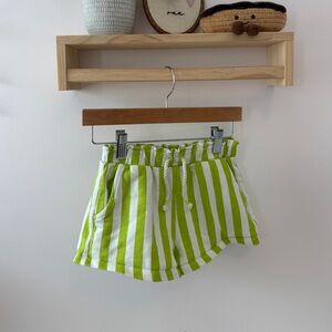 Zara Girls Size 8 Green and White Striped Shorts